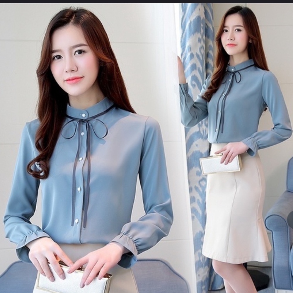 Blouse Women Chiffon Office Career Shirts Tops